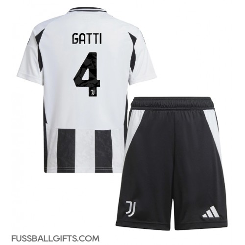 Juventus Federico Gatti #4 Fußballbekleidung Heimtrikot Kinder 2024-25 Kurzarm (+ kurze hosen)